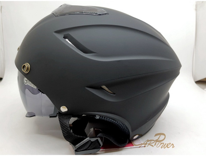 /u3010carpower/u3011 GP5 027 雙層鏡片 全可拆內襯 雪帽 內崁墨片 半罩式安全帽, 消光鐵灰安全帽,無