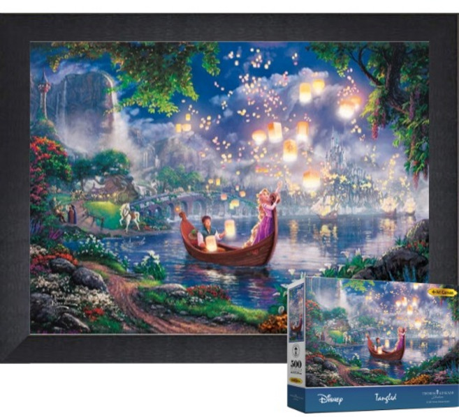 퍼즐피플 디즈니 킨케이드 명작 500피스 직소퍼즐, 1개, 라푼젤 500피스 액자포함(우드블랙)