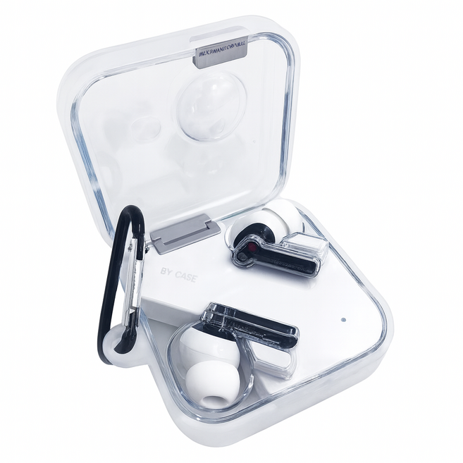 낫싱 이어2 Nothing Ear(2) 전용 실리콘 케이스 + 키링 충격방지 보호 커버, 투명