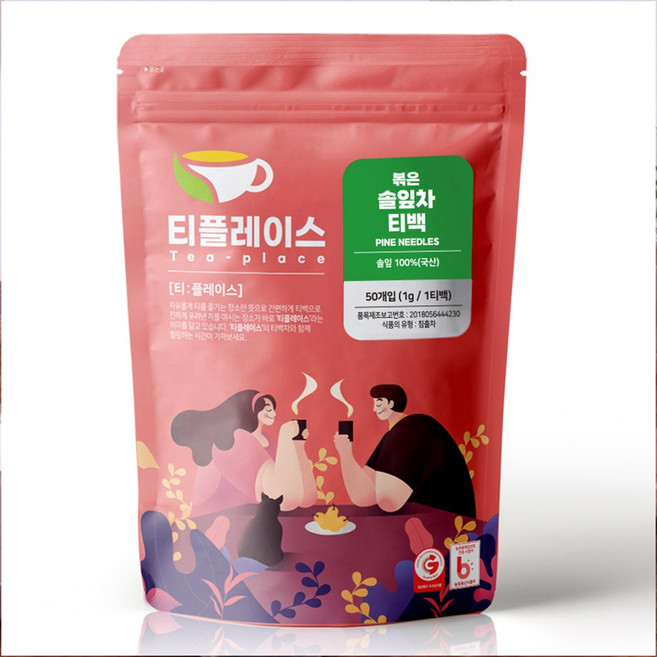 티플레이스 국산 100% 볶은 솔잎차 삼각티백 50티백 전통차 허브차 침출차, 2개, 50개입, 1g