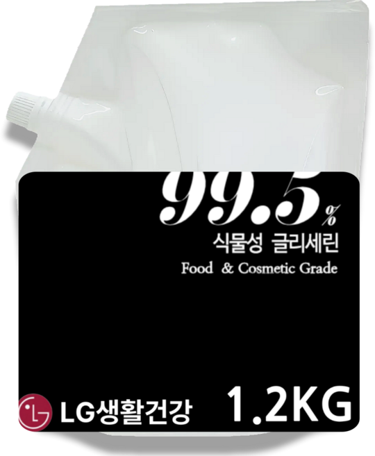 LG생활건강 식물성글리세린 1.2KG 3KG 식품첨가등급 (알뜰형) 화장품원료 식품원료, 1개, 글리세린 알뜰형 1.2kg