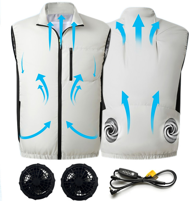 [KC인증] 선풍기옷 냉각 선풍기조끼 쿨 냉풍조끼 여름작업복 얼음조끼 현장작업 낚시 등산남녀공용 K-2-11