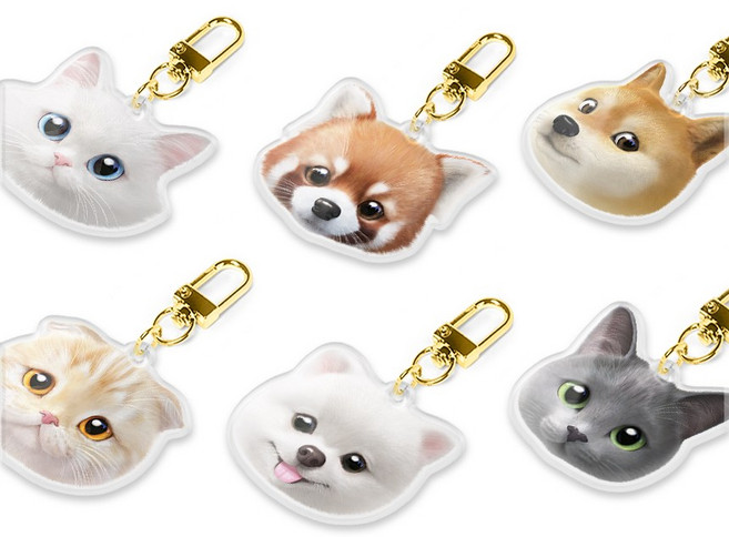 시안샵 다이어리 에어팟키링 버즈키링 귀여운 강아지 고양이 열쇠고리 자동차 키홀더 새차선물, 26 북극곰 폴라, 1개