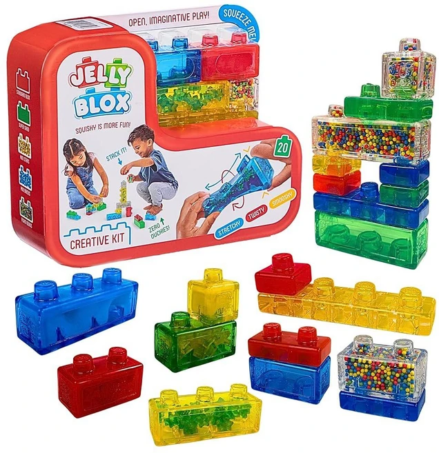 Goliath Jelly Blox 크리에이티브 키트 | 블록 20개 포함 | 유아 및 미취학 아동용 빌딩 블록 아이들이 짜내고 늘리고 찌그러뜨릴 수 있음 | 메시 인증 |, 골리앗 젤리 블록 크리에이티브 키트 | 20개 포함 유 - 쿠팡
