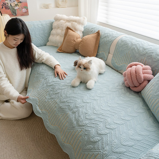 FEIFAN 순면 모던 사계절용 미끄럼방지 퀼팅 4인용 쇼파패드
