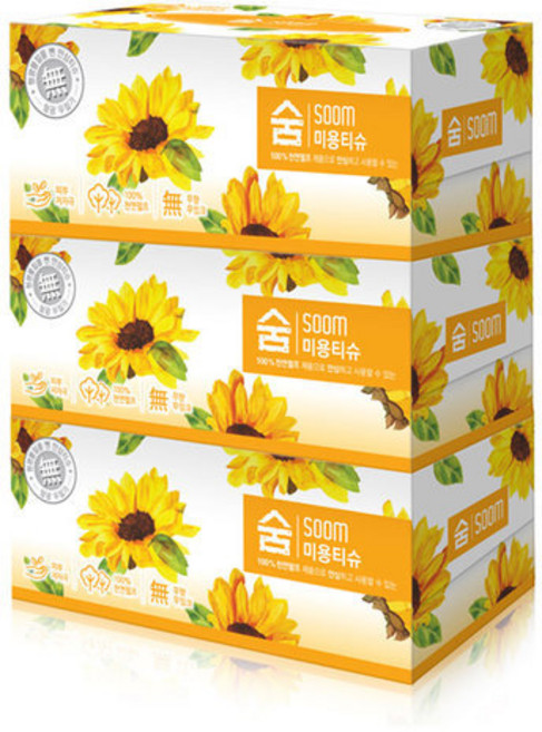 광진산업 숨 2겹 200매 3입 각티슈 미용티슈 갑티슈 화장지 휴지