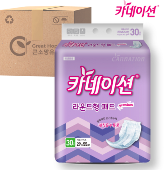 카네이션 프리미엄 라운드형 속기저귀(4회분) 성인기저귀, 30개입, 8개
