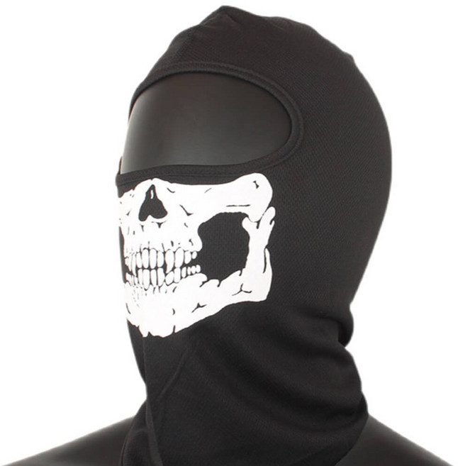 스컬 바이크 자전거 오토바이 라이딩 얼굴 전면 해골 복면 마스크, 블랙