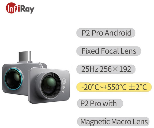 InfiRay P2 Pro 휴대폰 열화상 카메라 PCB 회로 산업용 테스트 바닥 난방 파이프 온도 적외선 256x192 25, P2 Pro(Android) lens, 1개