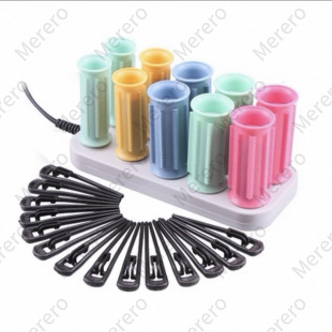 전기 헤어롤 휴대용 여행용 헤어세팅기 헤어롤 앞머리 기본 모델 대형 6종 +소형 4종, 수출용 블랙클립, 1개