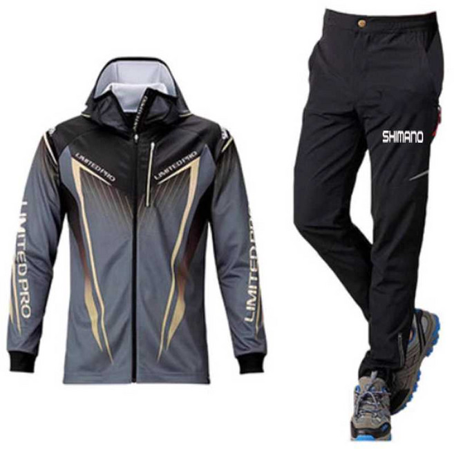 여름 낚시복 낚시바지 의류 S 자외선차단 긴팔, 회색-XL, 1개, 그레이 세트 XL