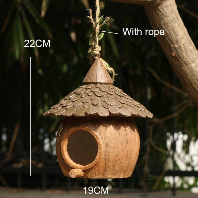 鳥窩花園庭院裝飾擺件 戶外景觀陽臺院子園藝佈置 仿真鳥巢 打造自然風格, 棷子鳥屋