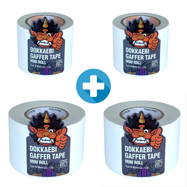도깨비 개퍼테이프 무광형광면테이프 미니롤 총4개 (50MM X 5M 2개+50MM X 10M 2개), MATT WHITE, 1세트