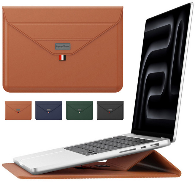 뷰씨 노트북 맥북 에어 프로 갤럭시북 삼성 엘지 그램 가죽 파우치 가방 케이스, 브라운, 1개