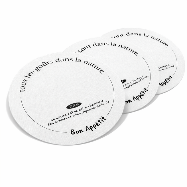 디어폴리 미끄럼방지 내열 원형 인덕션 실리콘 보호매트, 화이트, 3개