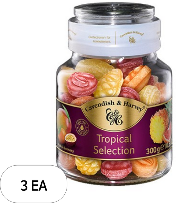 캐빈디쉬앤하비 트로피칼 셀렉션 병 캔디, 300g, 3개