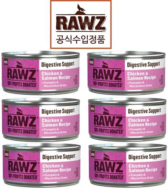 로우즈 파테 캣 캔 소화 서포트캔 치킨&연어 155g 6개 - 쿠팡