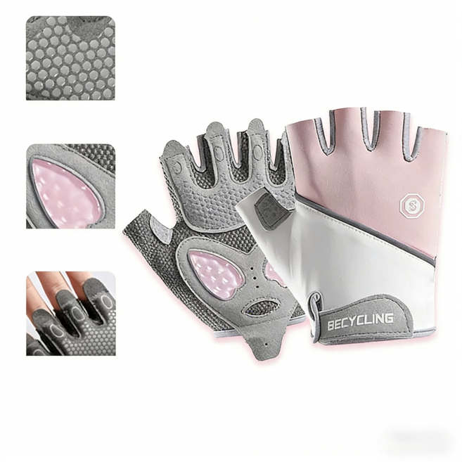 운동남녀 굳은살 방지 미끄럼 방지헬스장갑, 2개, 핑크색