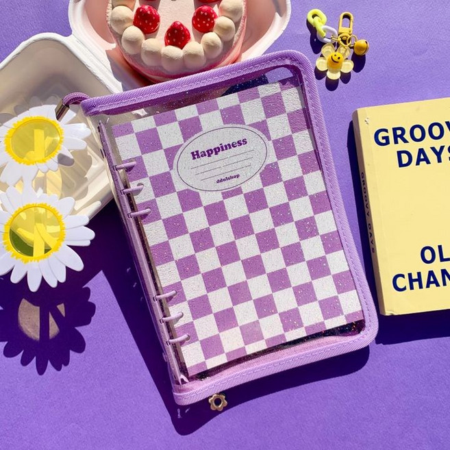 걸스코코 해피니스 6공 포카바인더 + 속지30장 지퍼형 다이어리 A5 콜렉트북 포카북, 1개, 퍼플