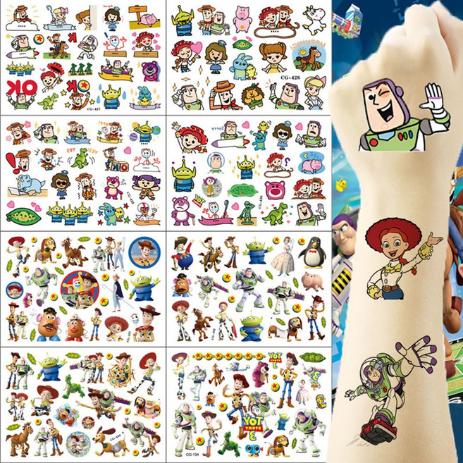 토이스토리 어린이 문신스티커 생일 파티용 방수 타투 스티커 XQ-1688-684707-780303, 8개, 타투스티커