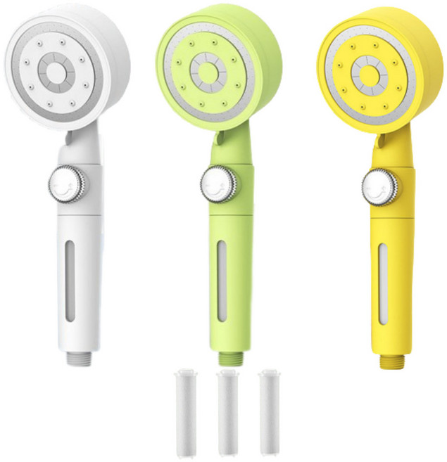 퀴너 필터샤워기 세트 (본품+필터 총4개), 엘로우, 1개