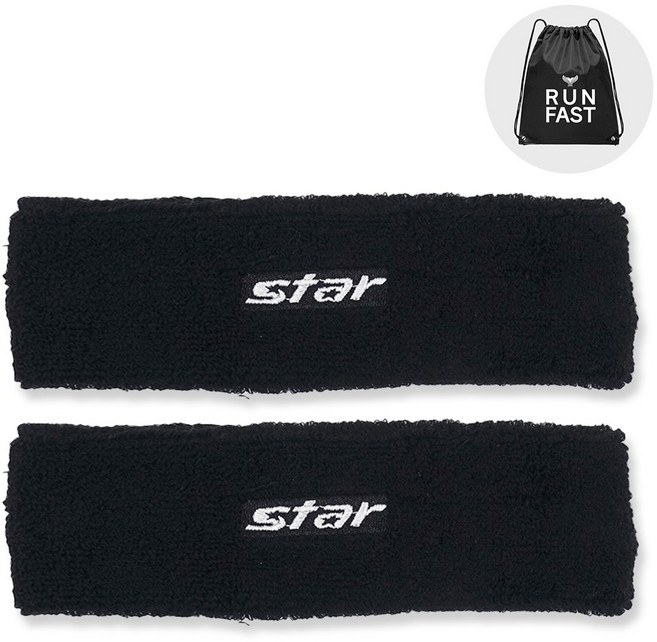 스타스포츠 헤어밴드 헤드밴드 머리띠 블랙 2p (MT짐색), 2개, black