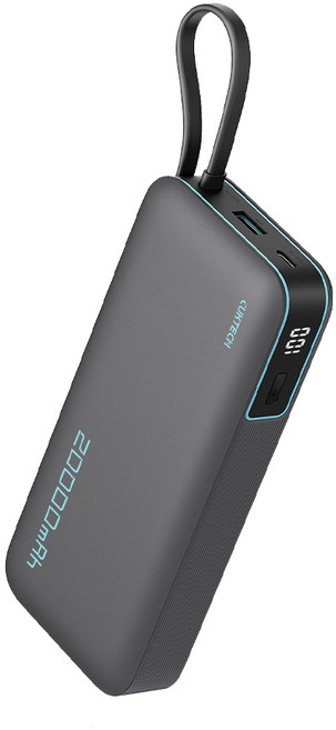CUKTECH 酷態科 55W TYPE-C 自帶線行動電源 20000mAh 符合航空規範 可上飛機, 灰色, PB200N