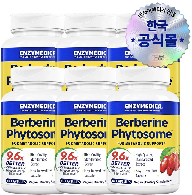 엔자이메디카 베르베린 파이토솜 60캡슐, 6개, 60정 - 쿠팡