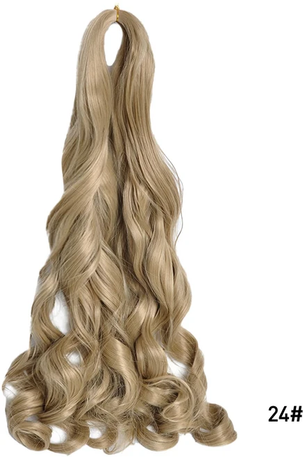 프렌치 컬 브레이드 헤어 14 합성 나선형 여성용 익스텐션 Pre Stretched Loose Wave Braiding Hair, 01 14inches 75g, 03 1Pcs, 22 24