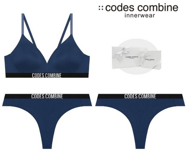 [백화점 정품] 코데즈컴바인 이너웨어 플렉서블 노와이어 [브라 T팬티2]세트 (CDWBRPT913DBU)