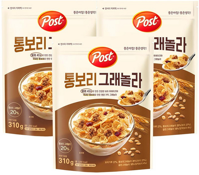 포스트 통보리 그래놀라 310g x 3개+사은품랜덤증정(ID당1개), 3개