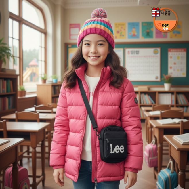 Lee 리 핸들 미니 슬림 크로스백 키즈 학생 LEJU 여성 남성 여행용 +파우치증정