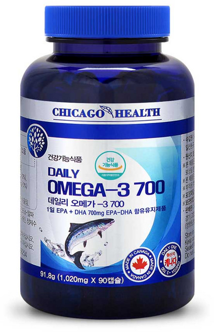 [시카고헬스]데일리 원 오메가-3 700 (3개월분), 90정, 1개