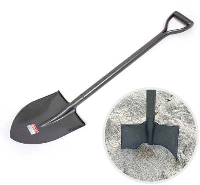 ZIO-BIZ 강철 막삽 / 고강도 내구성 스틸 일체형 삽 철삽 막삽 건설현장 농촌 농기구 군대 서바이벌 해루질 갯벌체험 갯벌삽 갯벌체험 캠핑 원예도구 가드닝 조개잡이, 1개