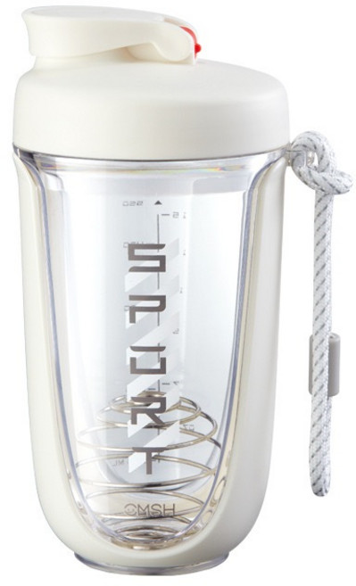 CMSH 健身搖搖杯附不鏽鋼攪拌球, 白色 590ml, 1個