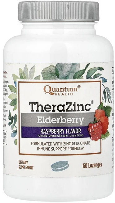 퀀텀 헬스 테라징크 엘더베리 라즈베리 Quantum Health TheraZinc® Elderberry Raspberry 60정, 1개 - 쿠팡