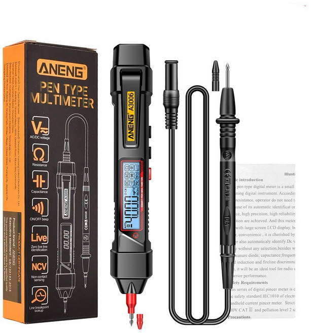 ANENG A3006 筆式萬用表 智慧型數位三用電表, 1個, 標配