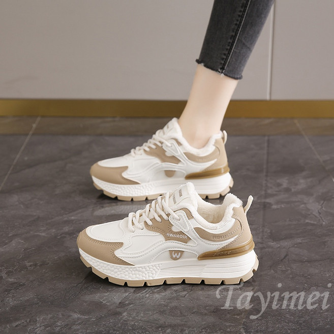 26SS 여성 가죽 운동화 방수 두꺼운창 키높이 스니커즈 논슬립 소프트 밑창 발편한 데일리 인스타 슈즈