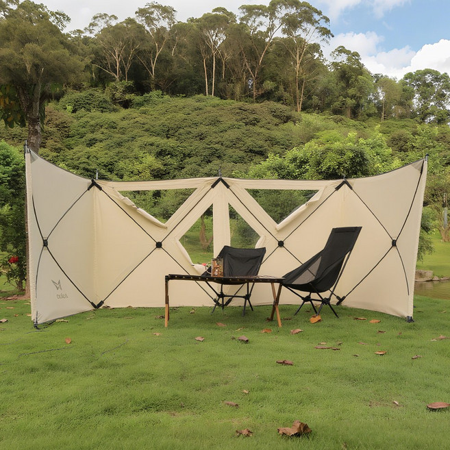 [오늘의 특가] Frokom 캠핑 윈드스크린 원터치 오토 바람막이 캠핑 윈드스크린 타프 사이드월, 카키