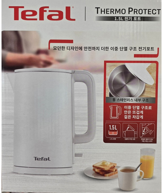 테팔 써모 프로텍트 1.5L 전기포트 무선주전자 스노우 화이트 KO1401K0