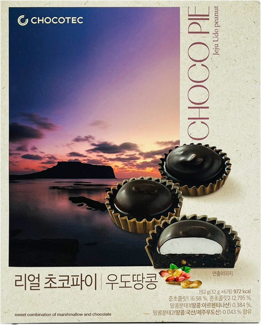 제주 리얼 초코파이 우도땅콩, 1박스, 192g