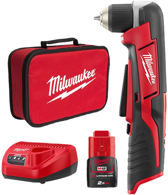 밀워키 C12 RAD-201B 충전 코너드릴 12V 2.0Ah 배터리 1개 세트