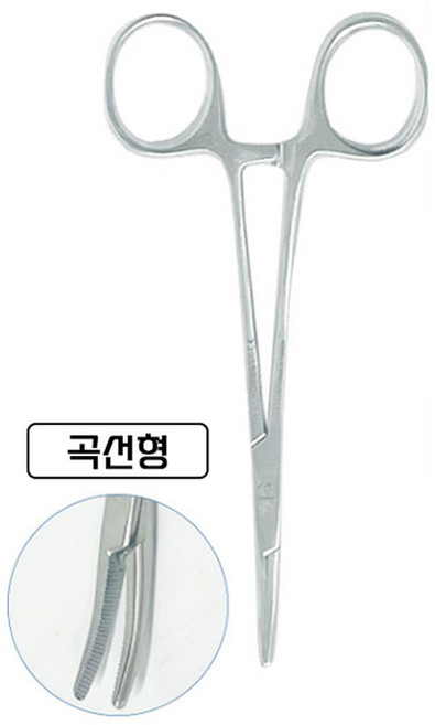 반려동물 귀털 정리 겸자 가위 곡선형 130mm, 1개