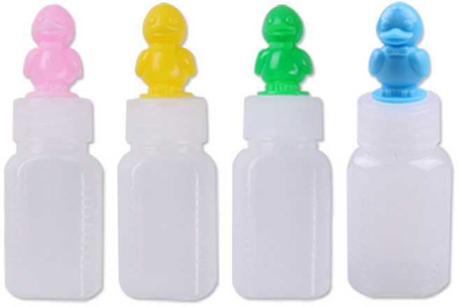 해호 남양플라스틱 PE재질 불투명말랑이 긴마개 12CC(오리)랜덤 투약병, 100개