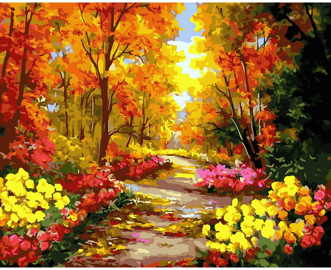 대형 명화 그리기 DIY 60X75cm 유화 캔버스 세트 거실 인테리어 그림 150종, H.풍경, H064.가을산책, 1개, H064.가을산책