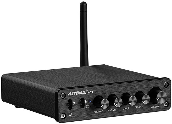 AIYIMA TPA316 서브우퍼 블루투스 앰프 하이파이 TPA3116D2 2.1 디지털 파워 앰프 50Wx2+100W 사운드 앰프 A03, Black