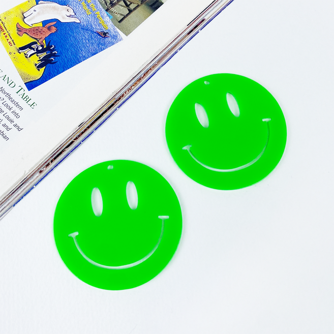 헤세드 NEW) 55mm 컬러풀 빅스마일 펜던트 가방장식, 형광그린, 1개