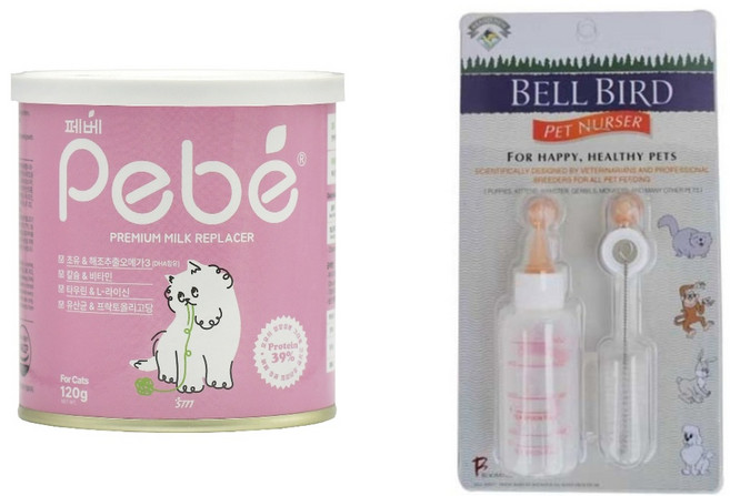 새끼 고양이 분유셋트 페베분유120g+벨버드 고양이 젖병, 1개, 120g, 혼합맛