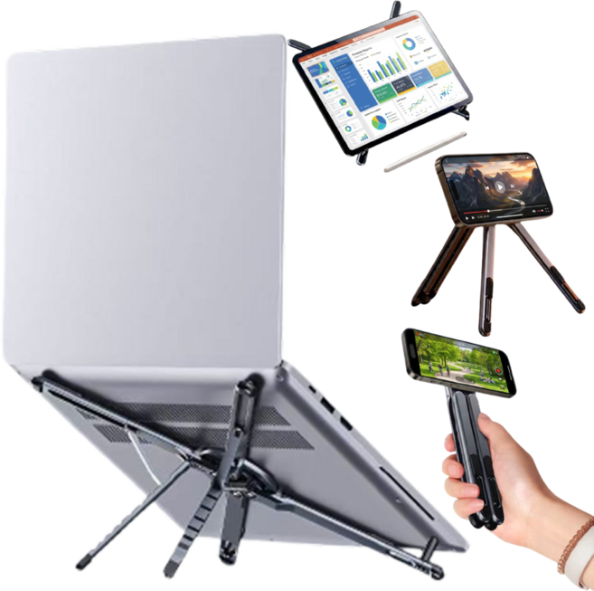 커브업 휴대용 접이식 초소형 노트북 거치대 맥세이프 테블릿 스마트폰 멀티 거치대, 1개, 그레이