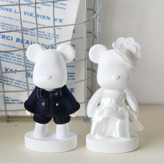 웨딩선물 결혼선물 집들이 커플 선물 웨딩베어 석고방향제 SET, 잉글리쉬페어&프리지아(석고-무향오브제)